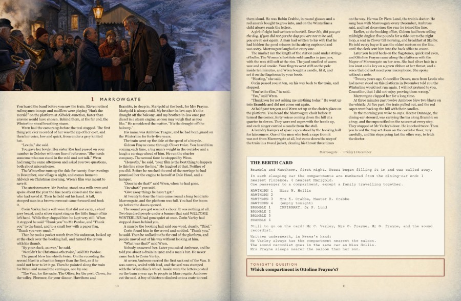 Pages 10 and 11: chapter 1, Marrowgate, and the Berth Card